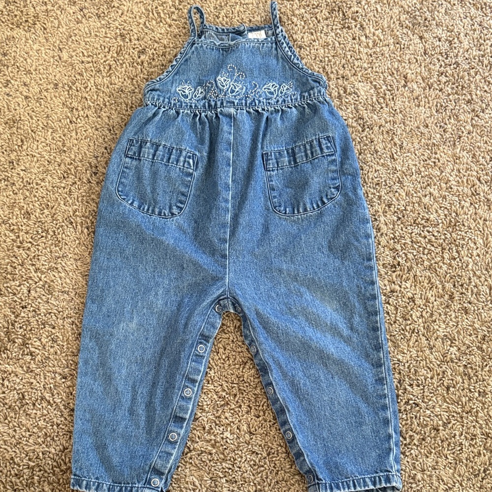 GAP Embroidered Blue Kids Overalls